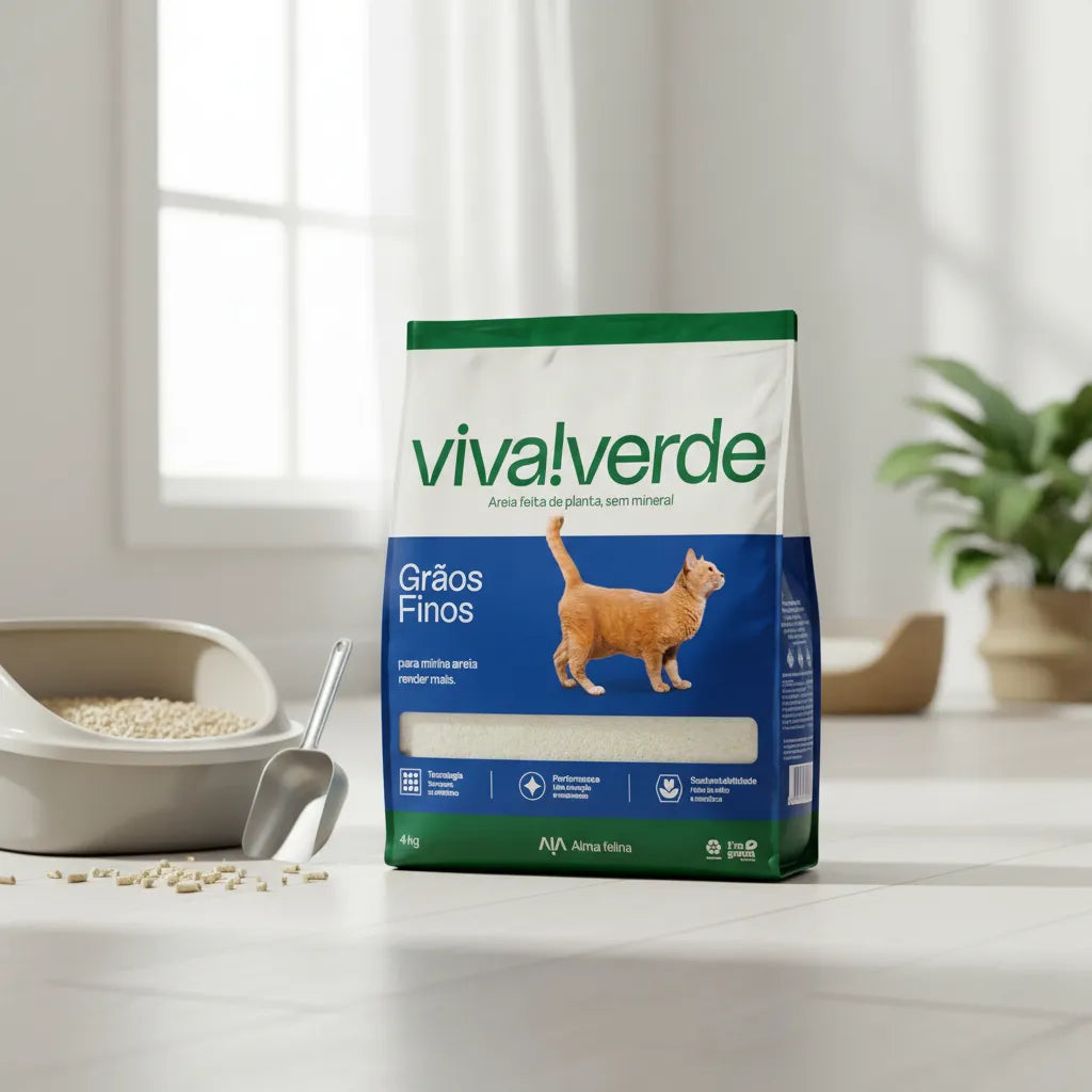 Areia Higiênica Viva Verde Grãos Finos para Gatos 4KG E 10 KG
