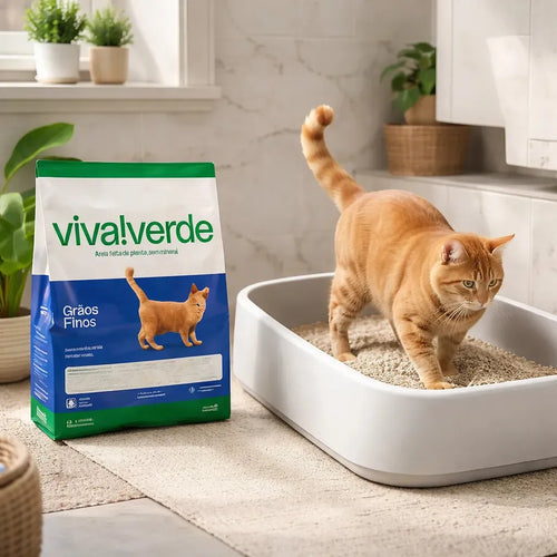 Areia Higiênica Viva Verde Grãos Finos para Gatos 4KG E 10 KG