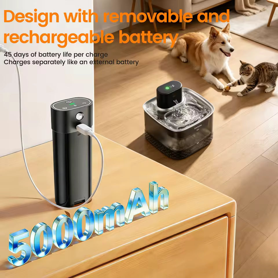 Fonte de Água Sem Fio BAAKIN WF310 com Sensor de Movimento 2L para Gatos/Cães Ideal para Lares com Vários Animais de Estimação.