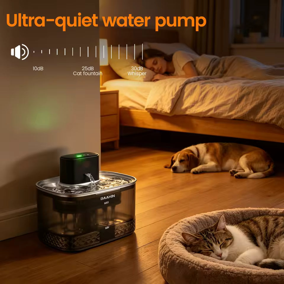Fonte de Água Sem Fio BAAKIN WF310 com Sensor de Movimento 2L para Gatos/Cães Ideal para Lares com Vários Animais de Estimação.