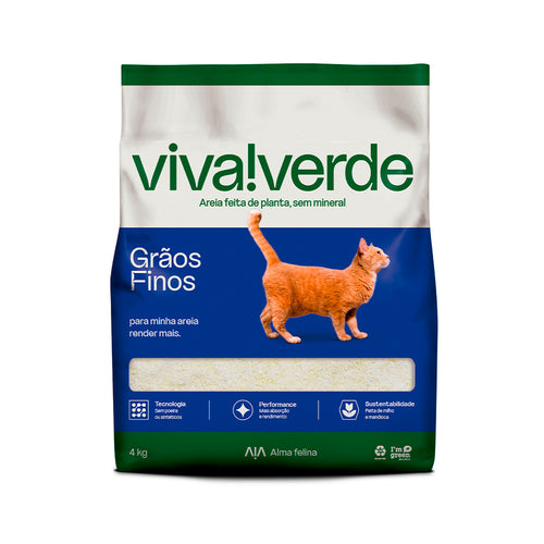 Areia Higiênica Viva Verde Grãos Finos para Gatos 4KG E 10 KG